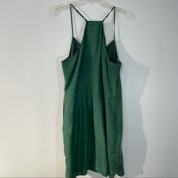 Madewell Apron Satin Silk Slip Dress Square Neck Spaghetti Straps Green - Picture 1 of 4